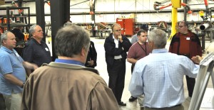 Geiger Brothers CEO Scott Massie discussed fabrication work packages, drawings, material certifications and inspections as part of the ASQ tour of the Geiger Brothers piping and structural steel fabrication shops on April 28, 2011.